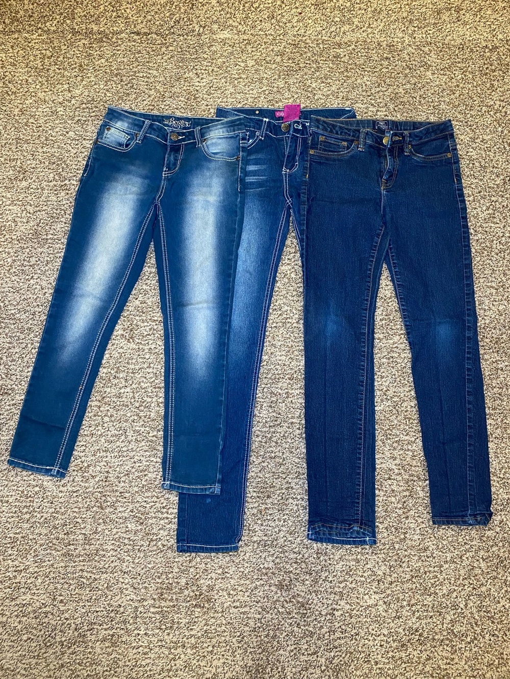 Girls Trio Skinny Jeans - Light Blue, Medium Blue & Dark Blue